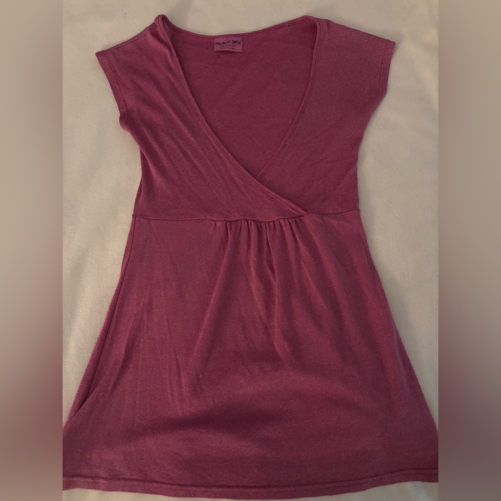 Y2K metallic pink wrap dress top